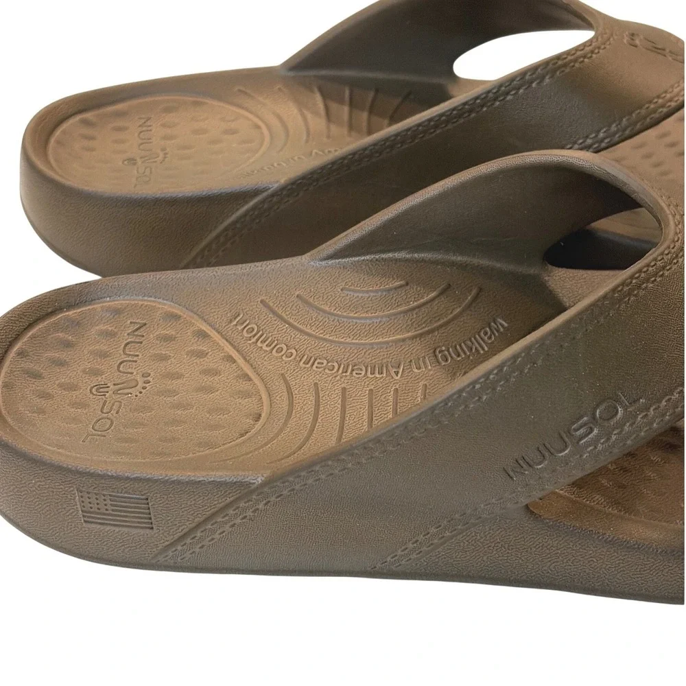 NuuSol Mens Comfort Recovery Orthotic Flip Flop Sandals Brown Size W11
